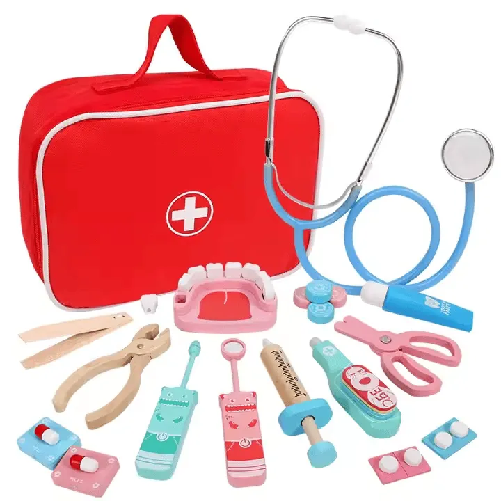 Premium Wooden Doctor Playset for Kids – Dentist Tools & Working Stethoscope