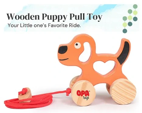 Wooden Push Toy & Pull Along Toys Jimmy Puppy Toy (Orange, Pack of: 1)