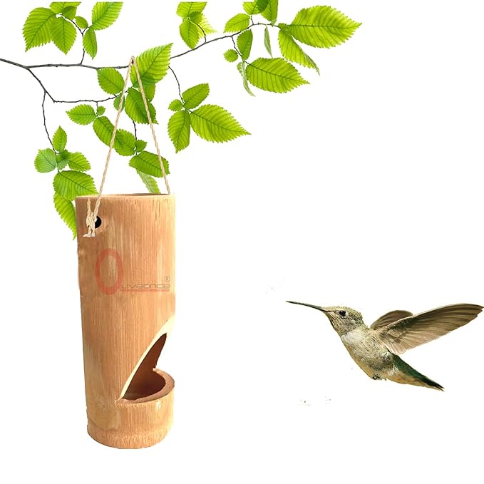 LIVEONCE Bamboo Vertical Bird Feeder – Natural Color, Eco-Friendly & Squirrel Proof Outdoor Feeder