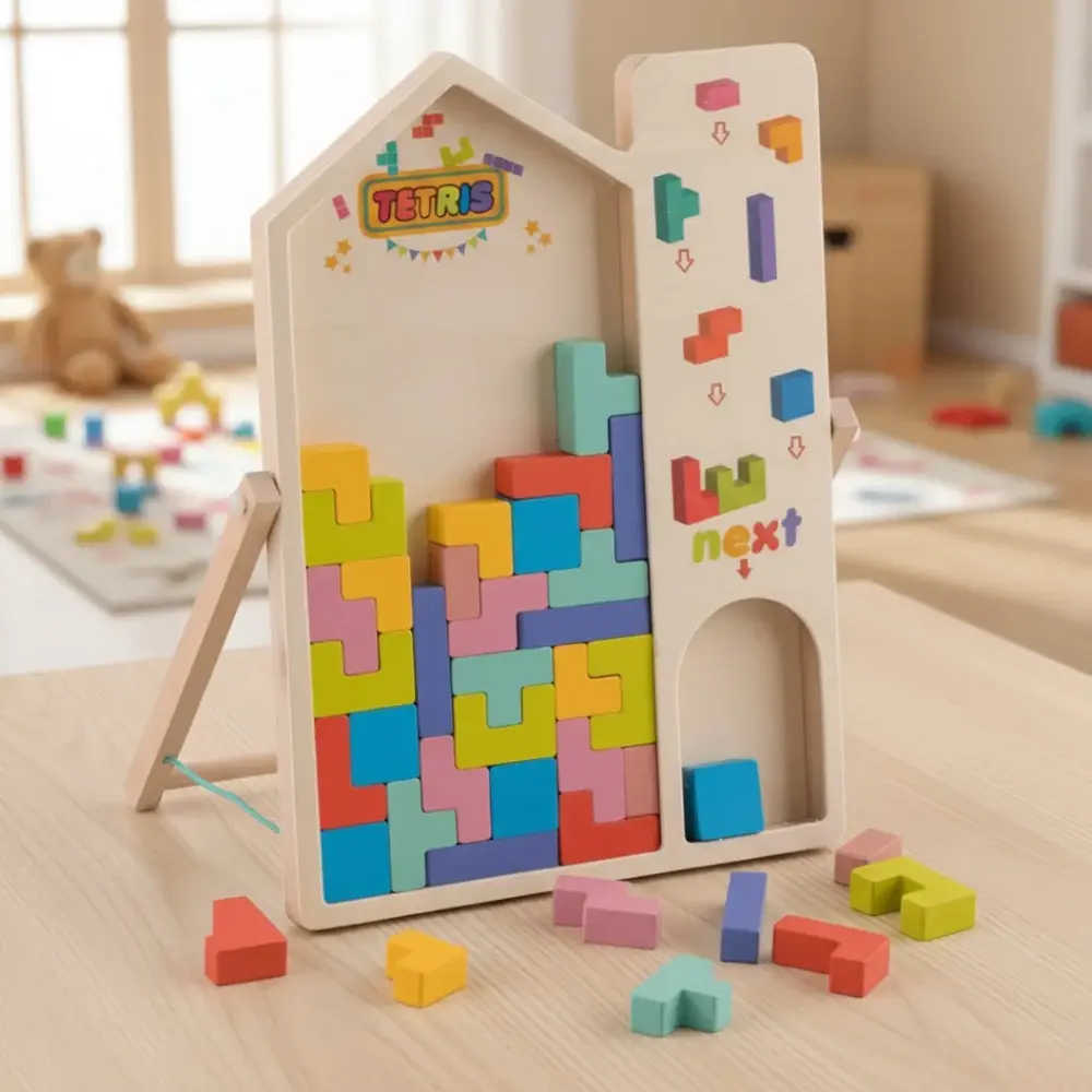 Wooden Multifunctional Tetris Puzzle Game for Kids | Educational & Skill-Building Toy