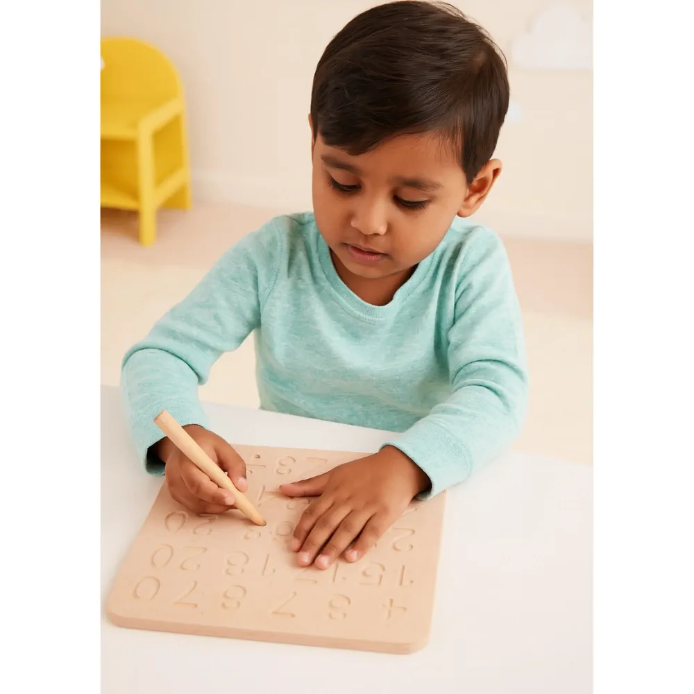Number Tracing Board – Wooden Montessori Number Learning Board for Kids
