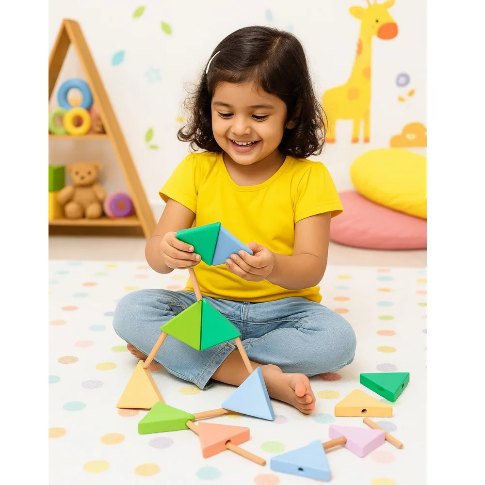 16-Piece Triangle Building Blocks – STEM Construction Toy for Kids