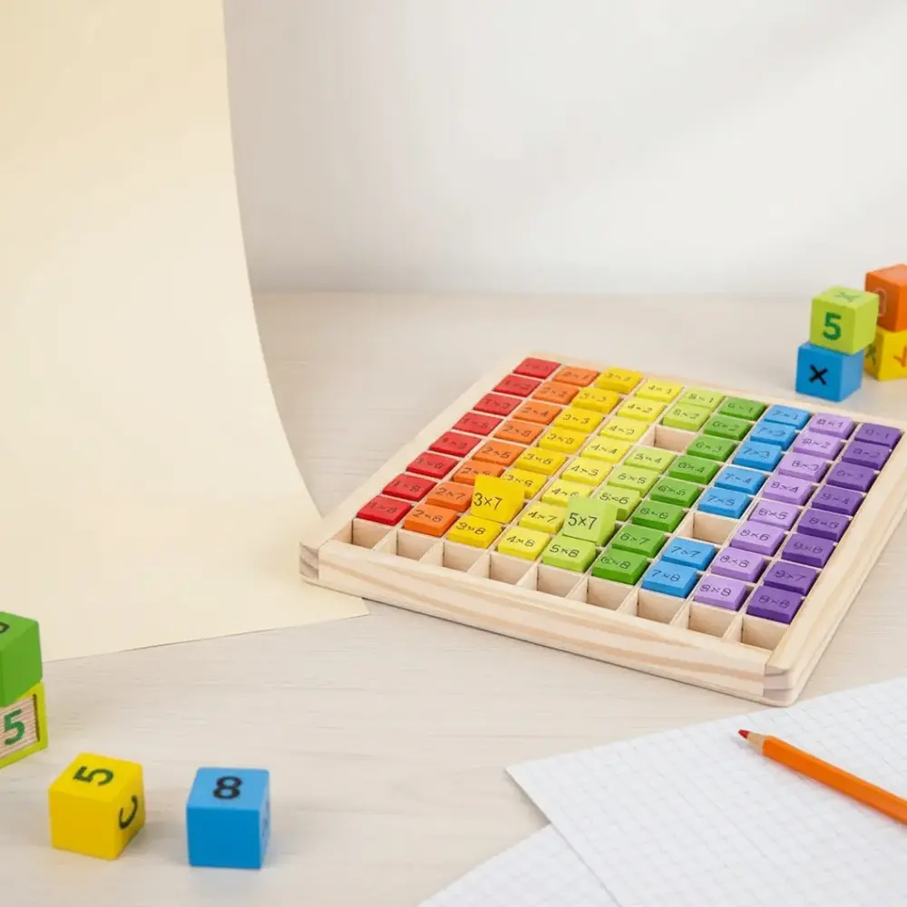 Wooden Math Learning Blocks – 9×9 Multiplication Table for Kids