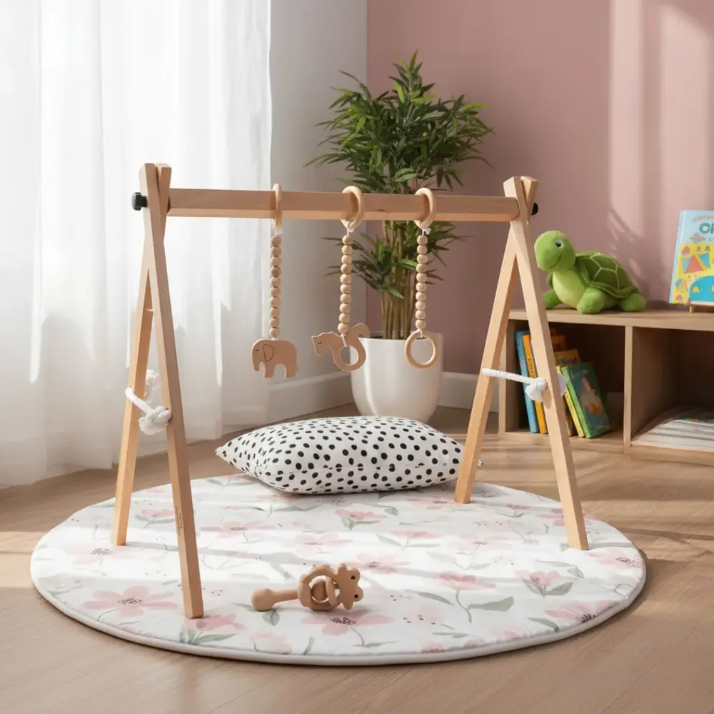 Premium Wooden Baby Play Gym with Montessori Toys | Infant Activity Gym