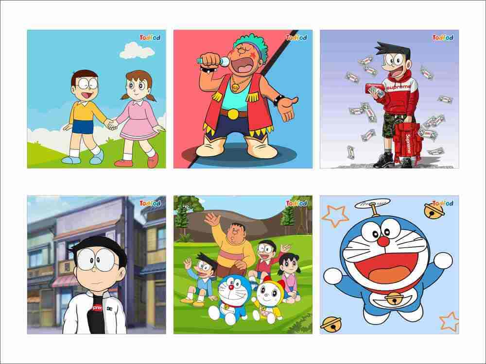 Todfod Wooden Jigsaw Puzzles - Doraemon & Friends Anime Cartoon Characters