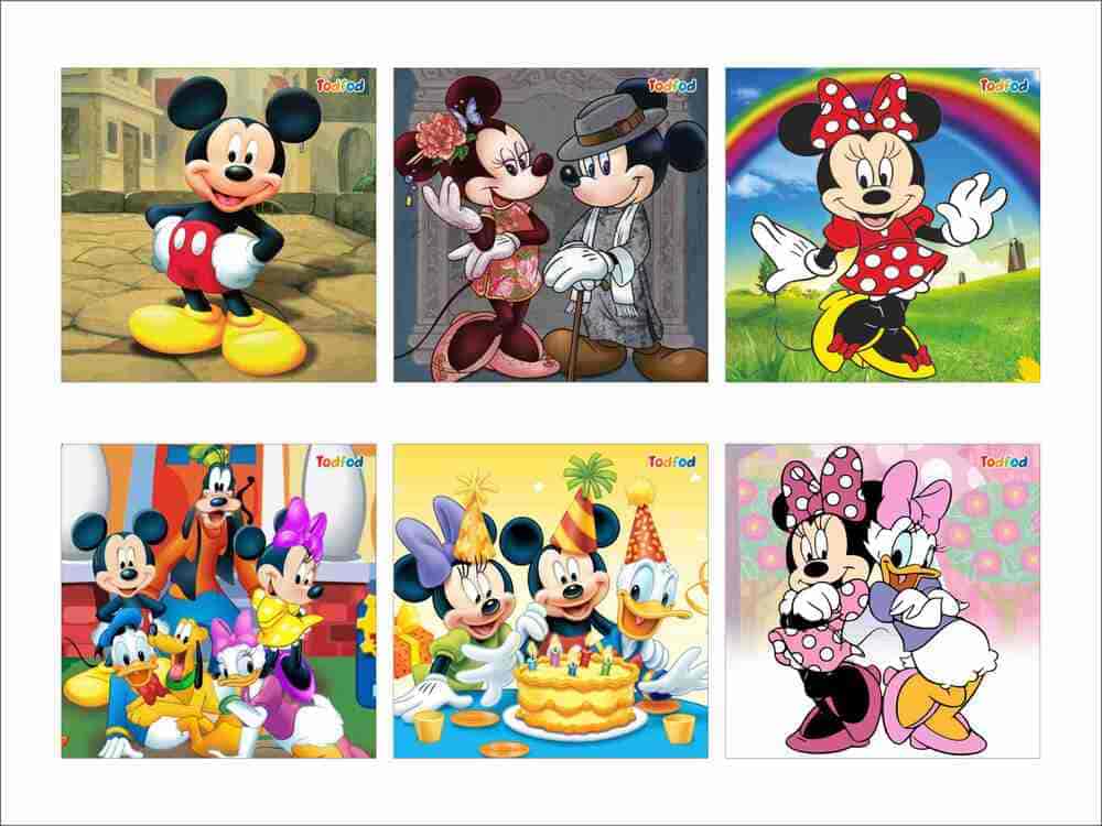 Todfod Wooden Jigsaw Puzzles - Disney Mickey Mouse Anime Cartoon Characters for Kids