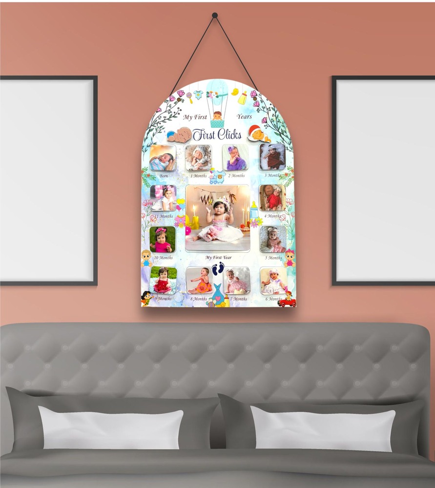 TodFod My First Year Photo Frame Baby’s First Year Picture Frame Newborn Milestone Board Photo Display Wood Board Neutral Baby Keepsake Frame 1st Birthday Nursery Decor Gift for Boy Girl