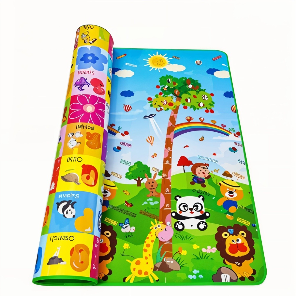 Double-Sided Kids Play Mat, Waterproof Educational Baby Crawling Mat, Large Size, Cartoon Design
