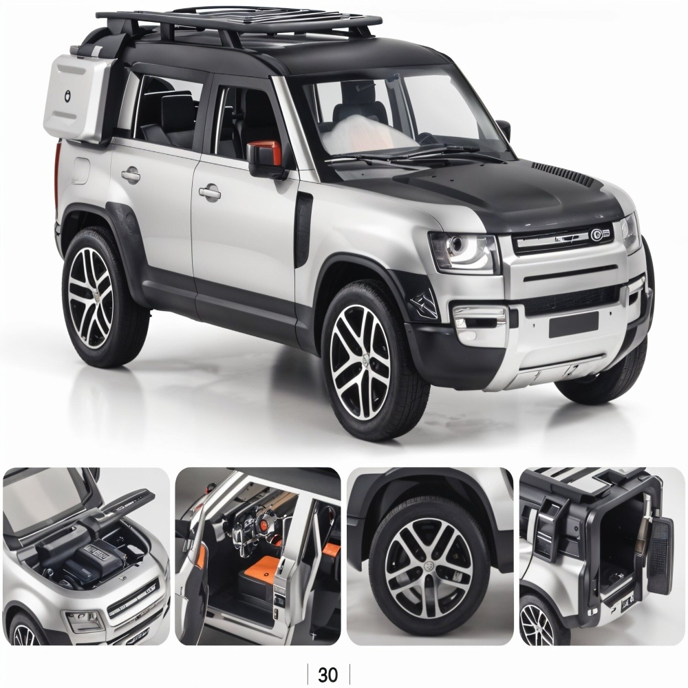 TodFod Remote Control SUV Car 1:16 Scale Die-Cast Metal Model with Opening Doors & Hood, LED Lights, Roof Rack, Realistic Green & White Design, Off-Road RC Toy for Kids & Adults