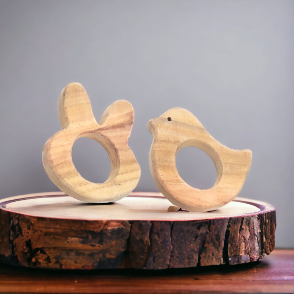 Gum Strengthening Neem Wooden Teethers of Shapes - Bunny & Dove