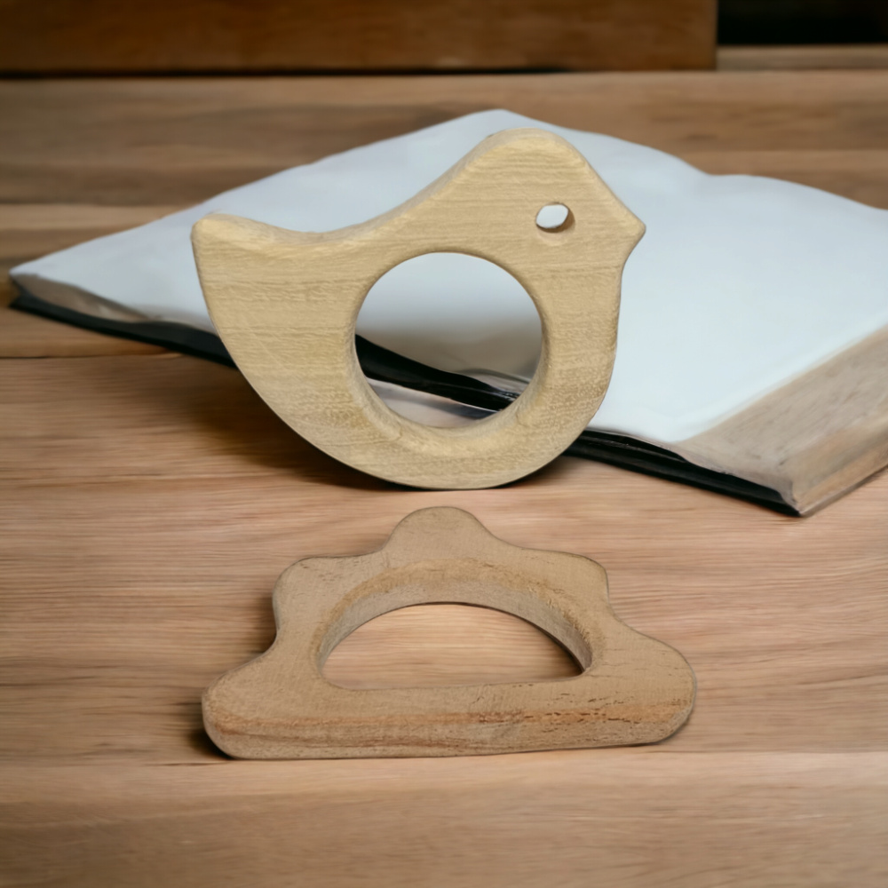 Neem Wooden Baby Teethers - Dove, Cloud Shapes