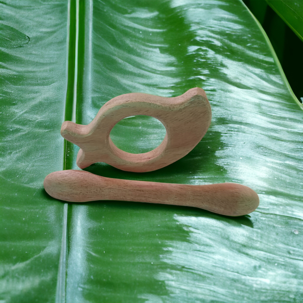 Neem Wooden Immunity Boosting Teethers - Mango & Dumbbell Shapes