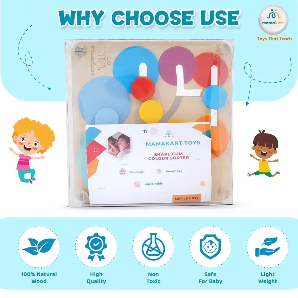 Premium Wooden Shape & Color Sorting Toy – Learning Blocks