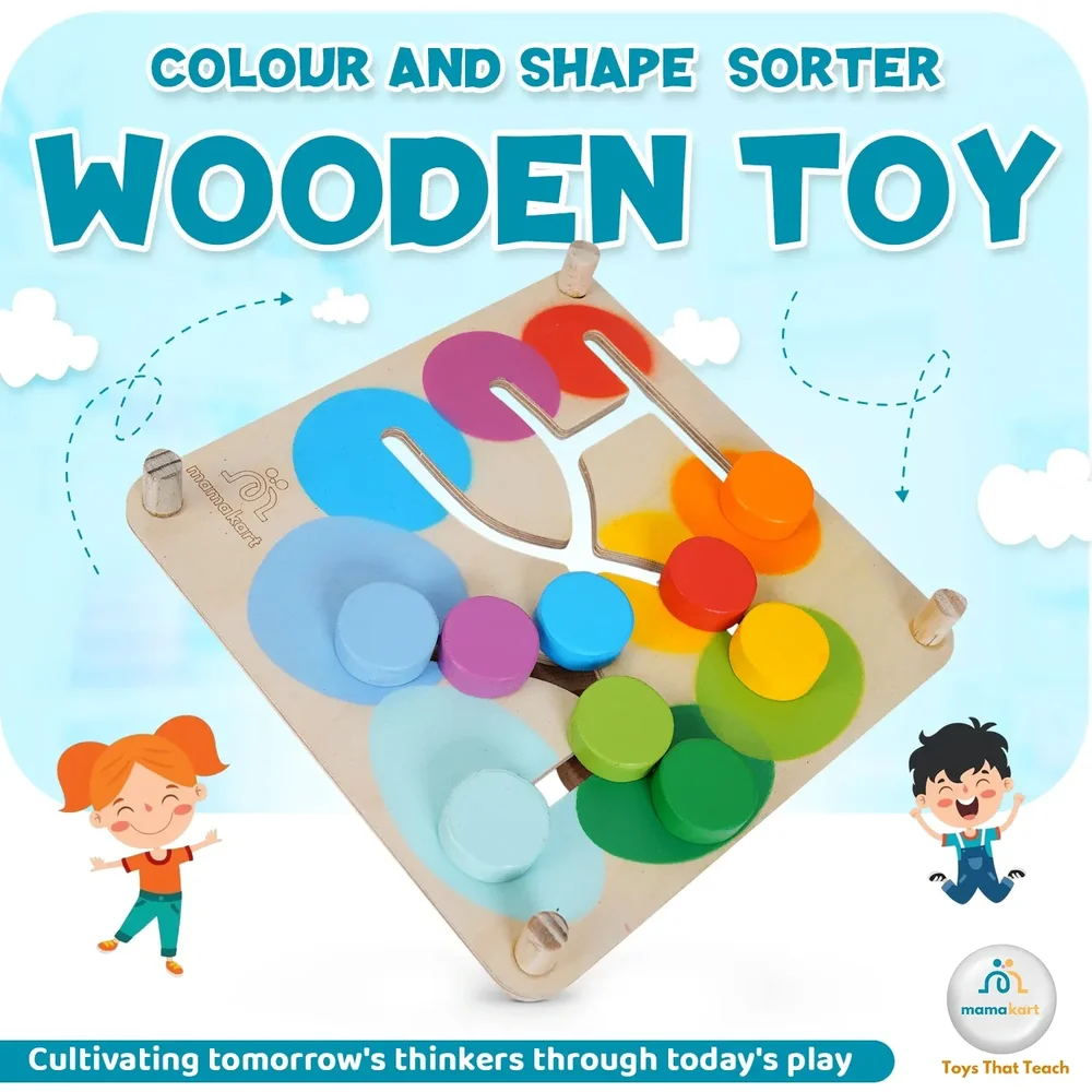 Premium Wooden Shape & Color Sorting Toy – Learning Blocks